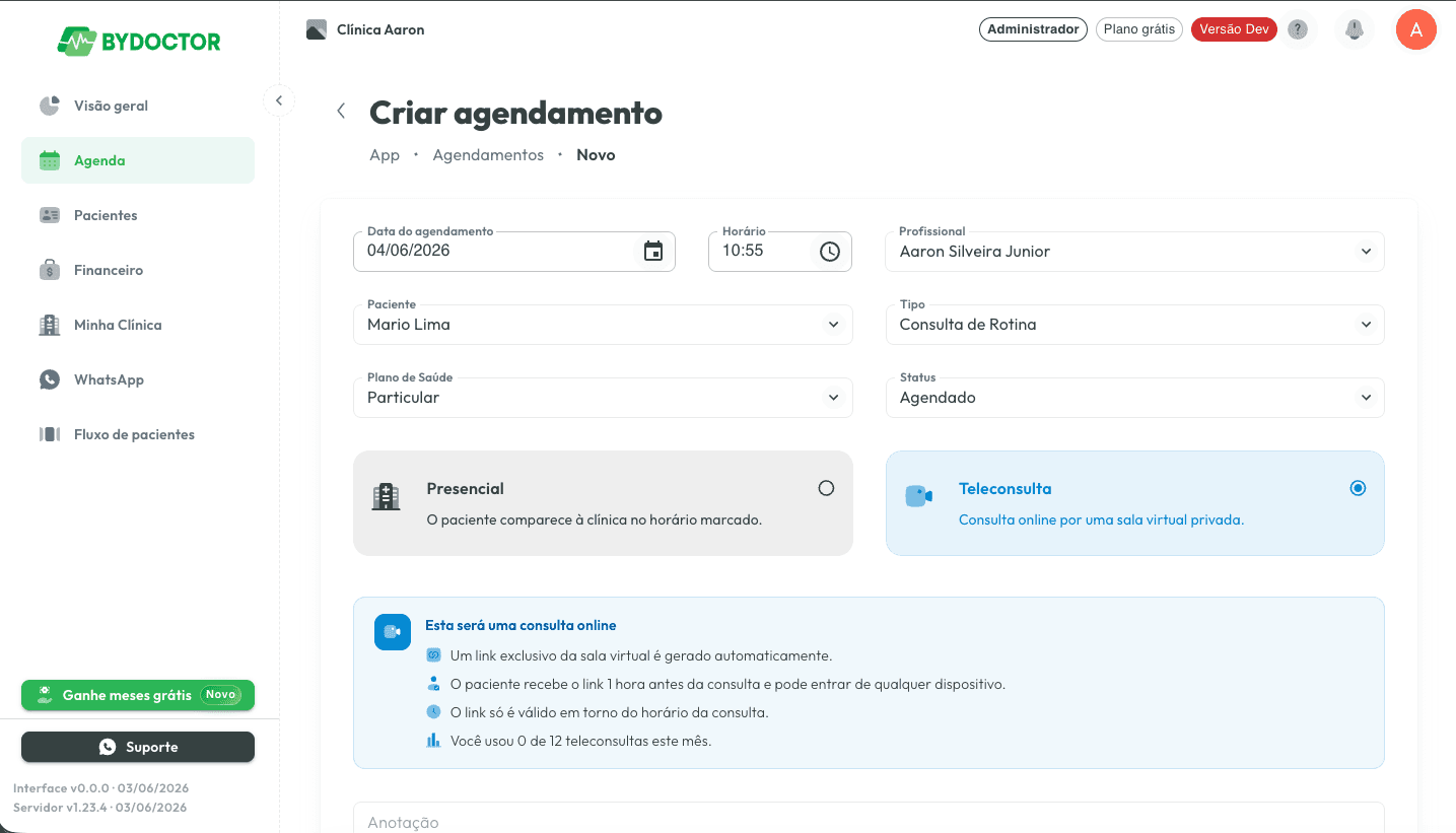 Capa do artigo: Novo: teleconsulta por vídeo direto do agendamento