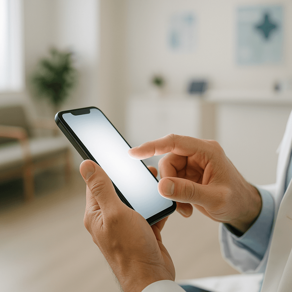 Tela de celular mostrando mensagem de confirmação de consulta com botões de confirmar e cancelar