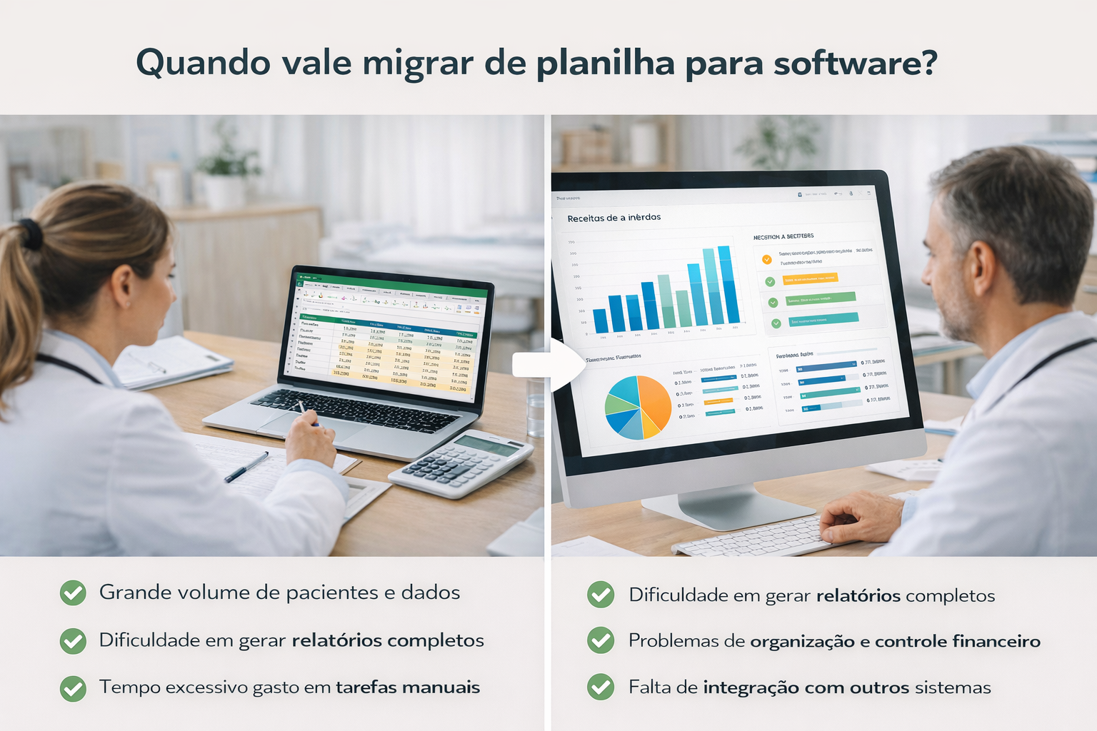 Fluxo de caixa organizado em software de gestão para consultório médico