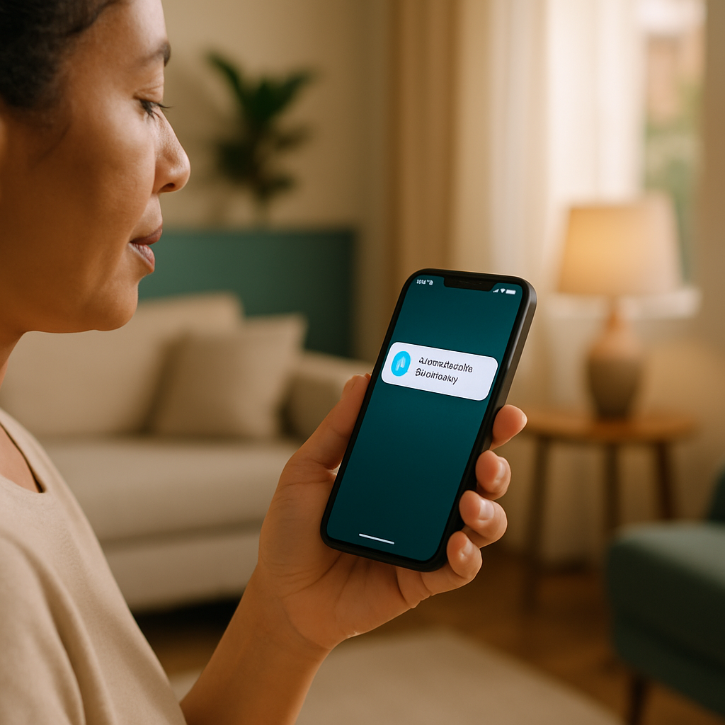 Mão segurando smartphone exibindo lembrete de consulta enviado pelo software de gestão da clínica