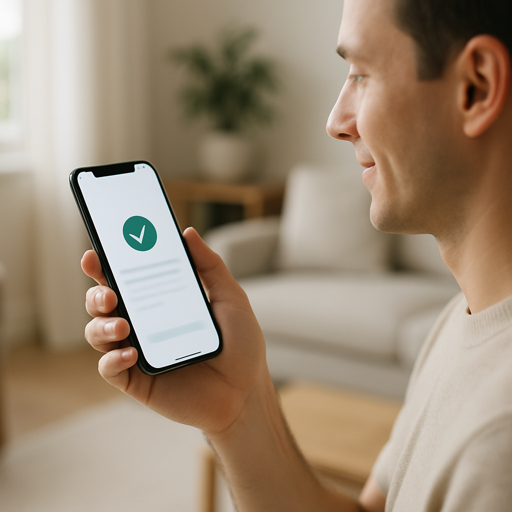 Celular exibindo mensagem de confirmação de consulta médica enviada por aplicativo de mensagens