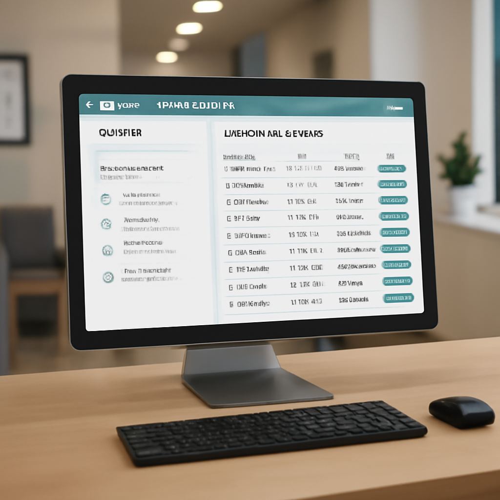 Tela de dashboard de software para clínica médica com agenda e prontuários